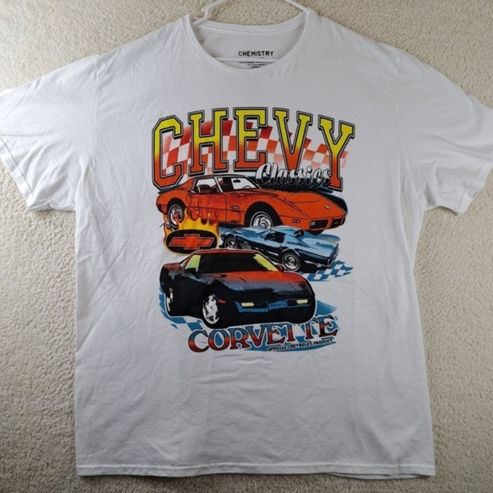 Chemistry Chevy Classics Corvette TShirt Mens Sz 2XL Corvettes Print GM Official